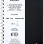 Amazon Basics College-Ruled 3-Subject Spiral Notebook, 150 Sheets, 8.5 x 11 inches, Black