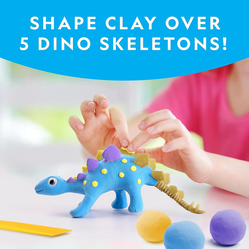 National Geographic Clay Dinosaur Arts and Crafts Activity Kit for Kids | Dinosaurs Toys, 5 Clay Colors, 5 Skeleton Models, Air-Dry Modeling Clay, Sculpting Activity, Imaginative Play, Birthday Gift