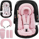 BOMOLOUR Infant Car Seat Insert for Baby Head Body Support, Pink | Reversible, Adjustable For 0-24 Months, Versatile Fits For Baby Car Seat ,Stroller, Swing, For Preemie, Newborn, Infant