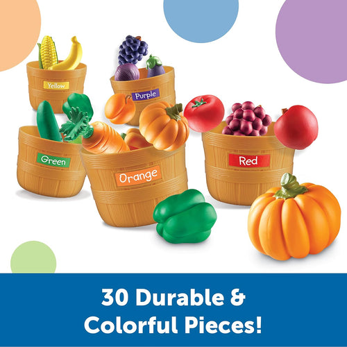 Learning Resources Farmer's Market Color Sorting Set - Play Food for Kids, Toddler Stacking Toys