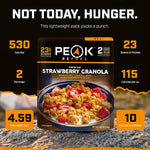 Peak Refuel Strawberry Granola 2-Pack, Freeze-Dried Breakfast Meal Pouches | Two freeze-dried strawberry granola pouches, 2 servings each, lightweight, just add water, no cooking, ideal for camping