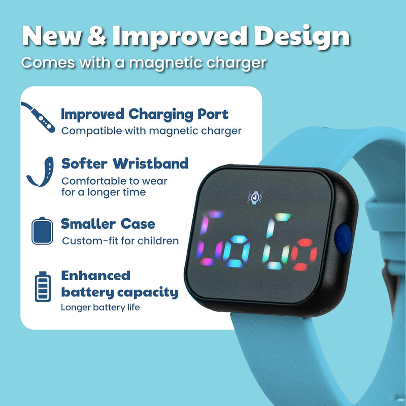 Potty Training Watch for Kids V2 – A Water Resistant Potty Reminder Device for Boys & Girls to Train Your Toddler with Fun/Musical & Vibration Interval Reminder with Potty Training eBook (Sky)