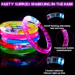 24Pcs Glow in the Dark Party Supplies for Kids/Adults, Flashing Light up Toys LED Bracelets Easter Glow Sticks, Mardi Gras Party Favors Carnival Birthday Concert Gifts Accessory