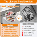 YQBRAO Clear Hard Shell Zipper Cases, 6 Multi-Size Organizers, White | Rigid clear shells in three practical sizes organize toiletries, cosmetics, cables, stationery and household essentials