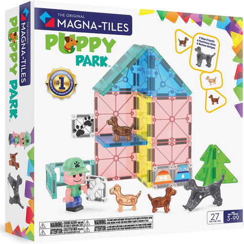 MAGNA-TILES Puppy Park 27-Piece Magnetic Construction Set, The Original Magnetic Building Brand