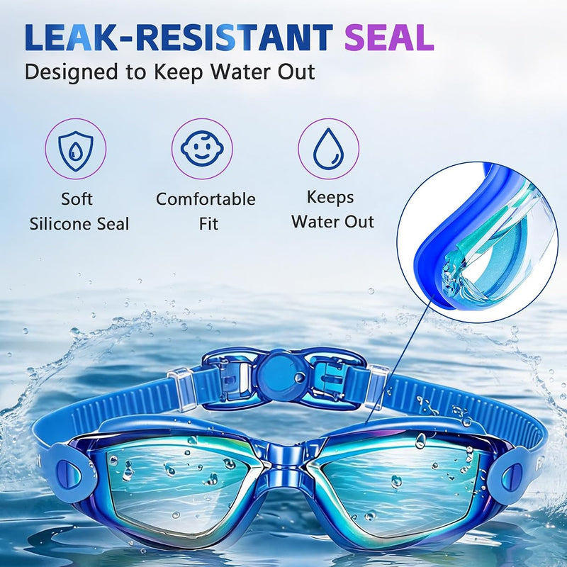 EverSport Kids Swim Goggles, Pack of 2 Swimming Goggles for Children Teens, Anti-Fog Anti-UV Youth Swim Glasses for Age4-16