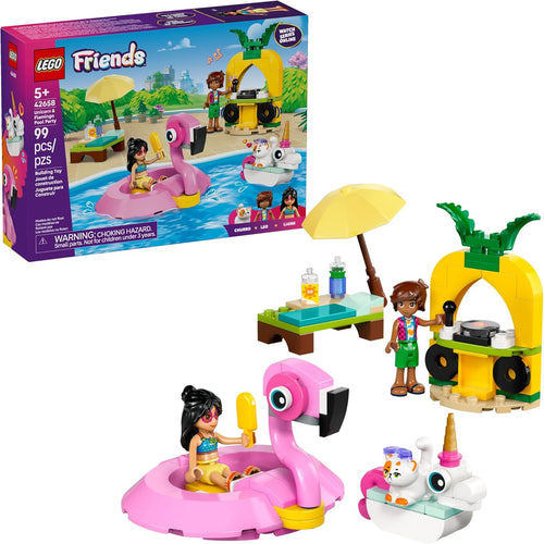 LEGO Friends Unicorn & Flamingo Pool Party Pretend Play Building Toy