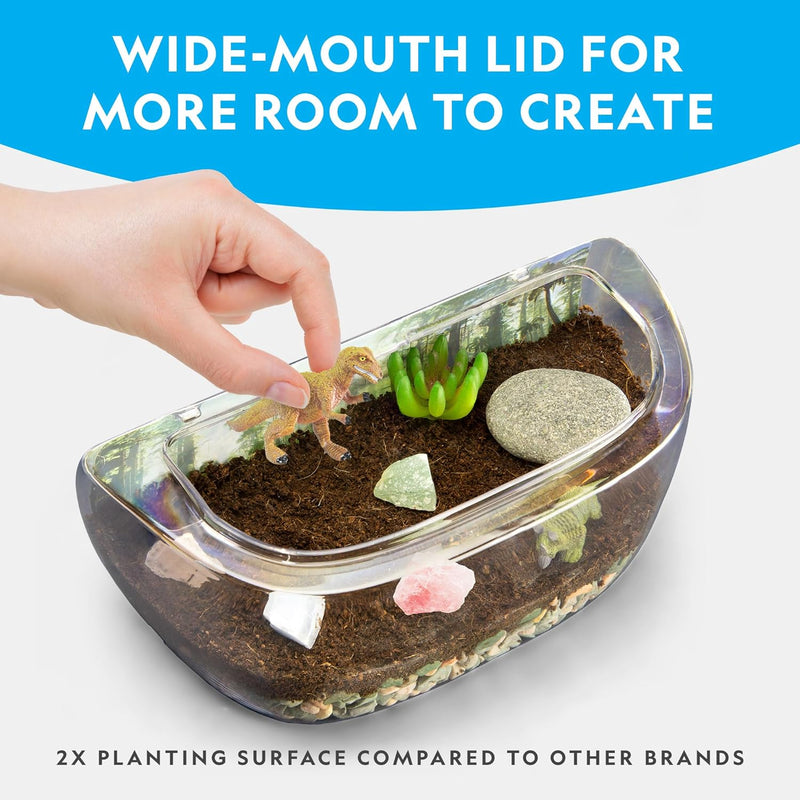 National Geographic light-up terrarium kit for kids with real plants, gemstones, and dinosaur toys - exclusive Amazon offer