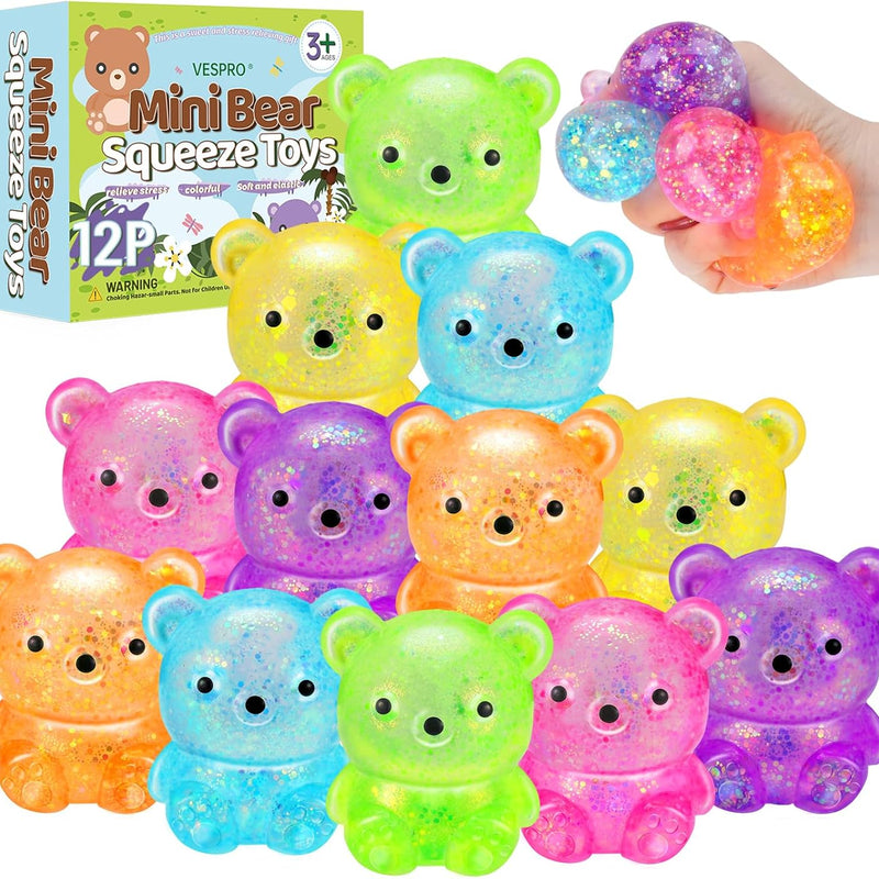 VESPRO 12 Pack Fidget Stress Balls for Adults, Cute Octopus Stress Sensory Stress Ball, Bulk Squishy Squeeze Ball Toys Set for Classroom Prizes and Birthday Party Favors