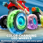 joyin 3-pack motion-activated light-up monster trucks for toddlers with led wheels and press-and-go feature