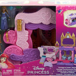 Mattel Disney Princess Toys, Carriage to Castle Transforming Playset with Aurora Small Doll, 4 Figures, Furniture & Accessories​​​