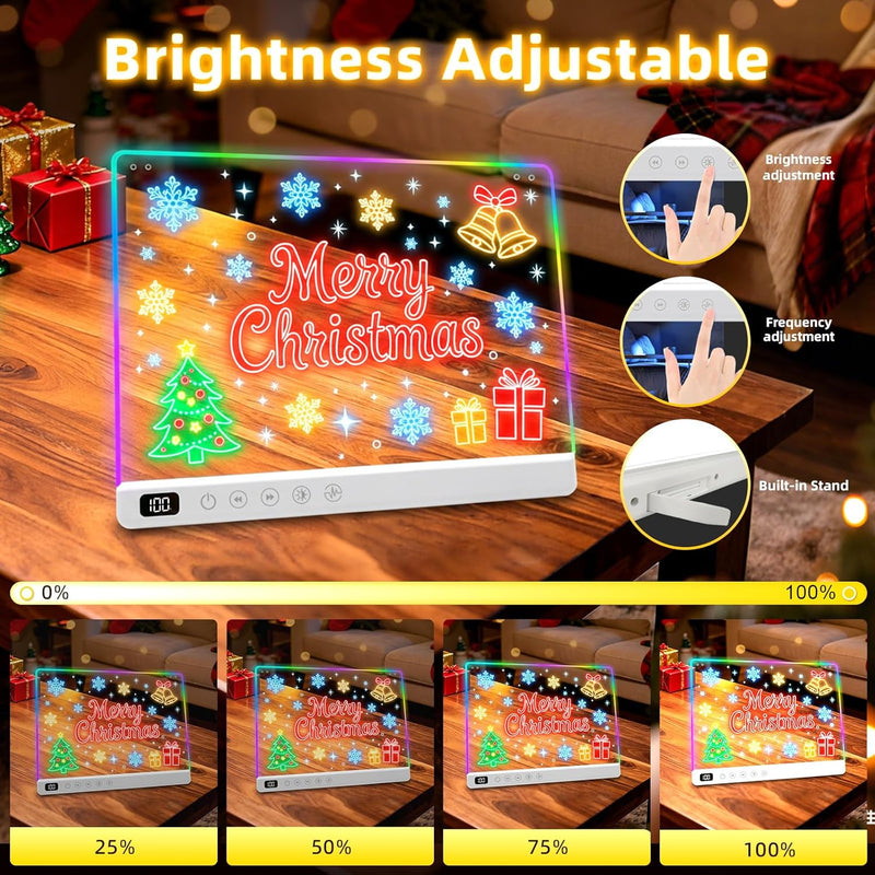 13.7" Rechargeable Led Drawing Board with 8 RGB Colors, 6 Dynamic Modes, Portable Stand for Kids and Adults