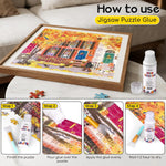 YAKAMOZ Jigsaw Puzzle Glue with Sponge Head for Adults Clear Water-Soluble Craft Puzzle Glue Quick Dry for 1000/1500/3000 Pieces of Puzzle,120ML