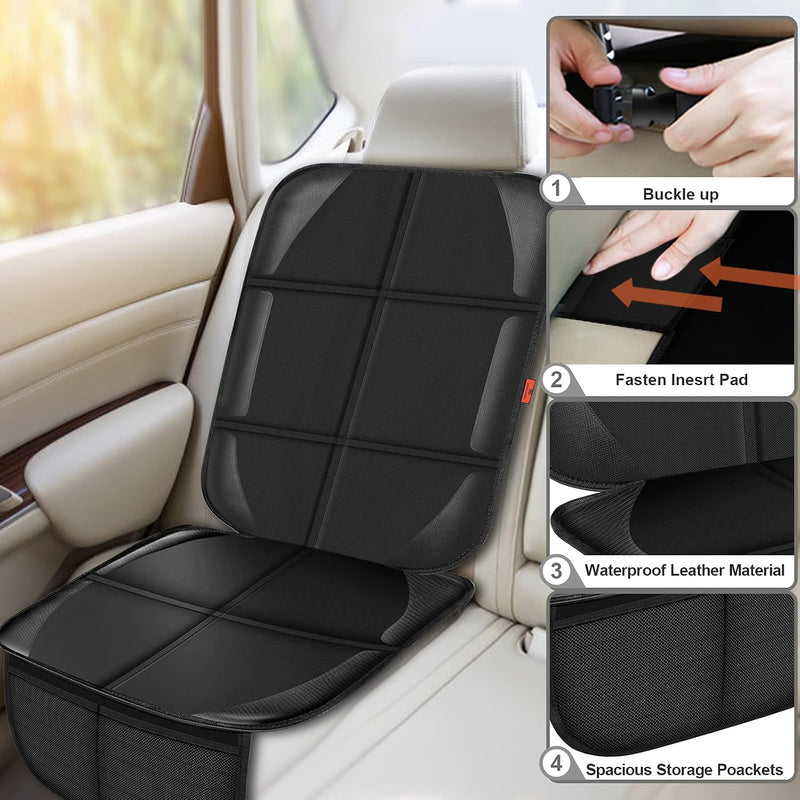 XHYANG Car Seat Protector,Auto Car Seat Protectors Baby Carseat Waterproof & Durable 600D Fabric for Child Baby Car Seat Mat Vehicle Pet Cover 2 Storage Pockets (2 Pack)
