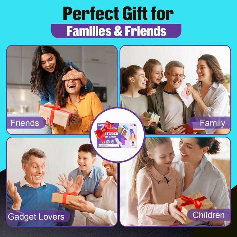 Magnetic Fidget Toys for Adults & Kids -Textured Sensory Toys for Autism Children Stress - Quiet Stress Fidgets Sliders for Classroom Prizes Box Office - Easter Gifts Kids Teens Girls - 6Pack