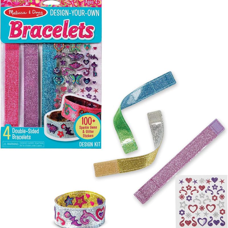 Melissa & Doug Design-Your-Own Bracelets with 100+ Sparkle Gems & Glitter Stickers for Kids, Ages 4+