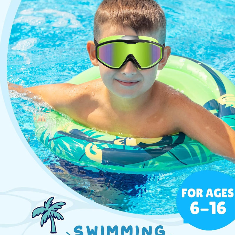 NSSIW Swim Goggles Swimming Kids-Goggles: Anti Fog No Leak with Nose Clip Earplugs for Girls Boys Youth 6-14 3 Pack