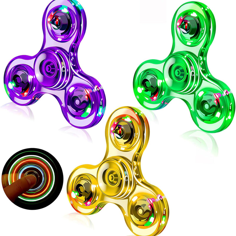Figrol Fidget Toys 3 Pack,Light Up Fidget Spinner for Kids & Adults Stress Relief Calm Down,Sensory Toys for Kids with Autism ADHD Toys