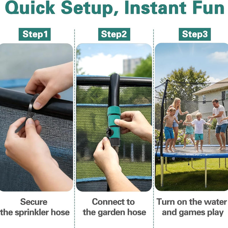 Bobor Trampoline Sprinkler for Kids, Outdoor Trampoline Water Sprinklers, Backyard Summer Water Toys, Outside Trampoline Accessories for Yard Backyard Water Fun (39ft)