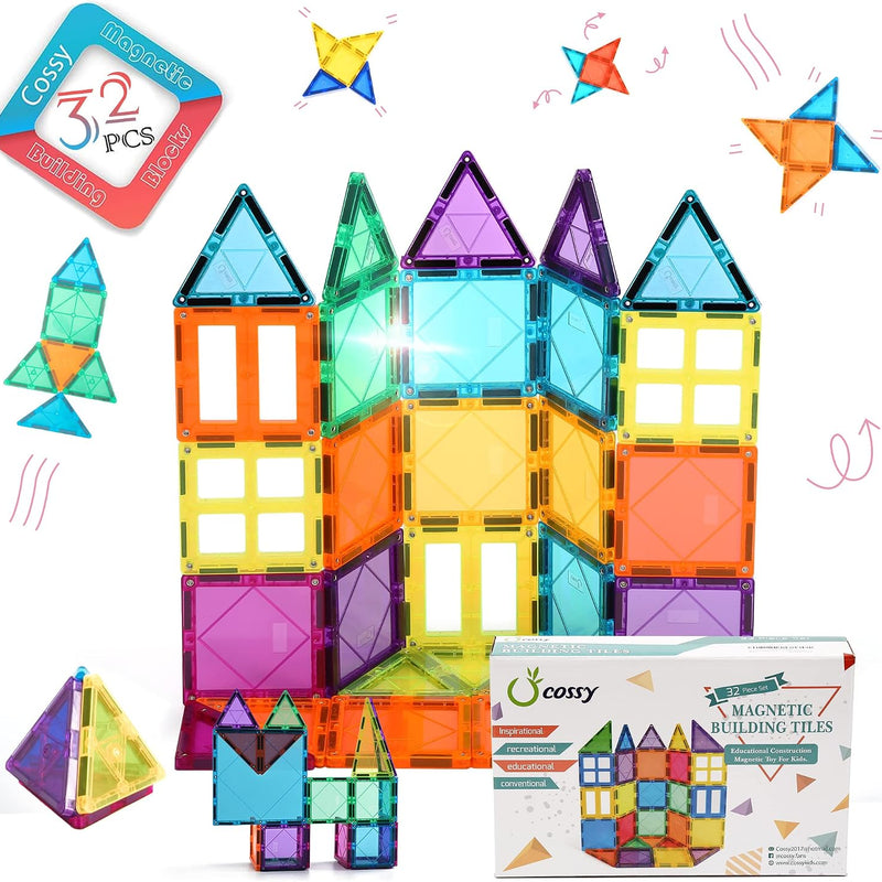 cossy 120Pcs Magnetic Tiles Magnetic 3D Building Blocks Set Educational Construction Toys for 3 4 5 6 7 8 Year Old Boy and Girl with Stronger Magnets, Educational Toys, Recreational, Conventional