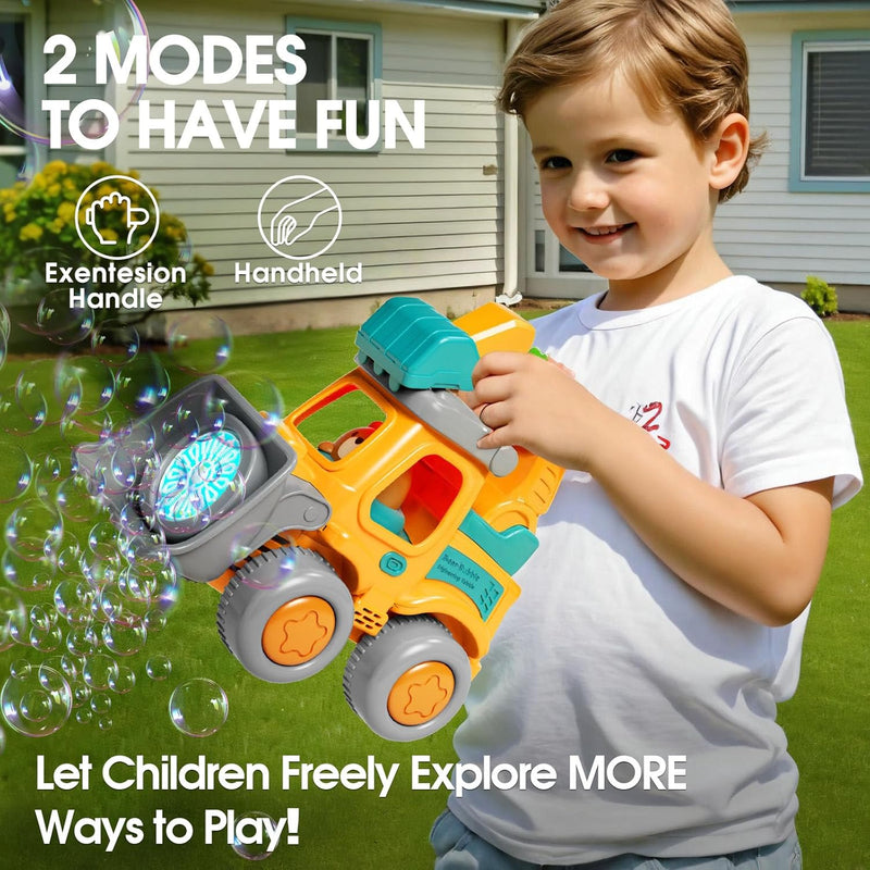 CreatiMachi Rechargeable Bubble Machine for Toddler, Lawn Mower Toy with Dual Play Modes and LED Lighting