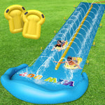 Extra Long Water Slide for Kids Adults, 32.8 FT Inflatable Slip Water Slides for Kids Backyard, Heavy Duty Slide with 2 Boards Double Lane Lawn Slides for Boy Girl Outdoor Water Play