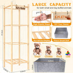 Stuffed Animal Storage with Toys Tray, 57In Large Wooden Stuffy Plushies Storage Holder Extra Large Capacity Stuffed Animals Zoo Organizer for Toddler Rooms, Playrooms & Bedrooms