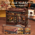 CUTEBEE Book Nook Kit - DIY Miniature House Coffee Shop Dollhouse Kit for Adults, Booknook Tiny House Bookshelf Decor 3D Wooden Puzzle, Gifts for Family, Friends (Corner Coffee Shop)