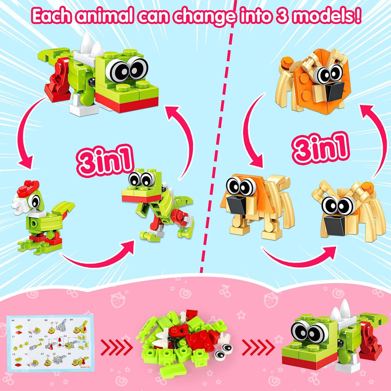 20PCS Mini Animal Building Blocks Party Favors for Kids 4-8 8-12 Birthday Goodie Bag Stuffers Classroom Treasure Box Toys Carnival Prizes Bulk Pinata Fillers Trinket End of Year Student Gifts Boy Girl