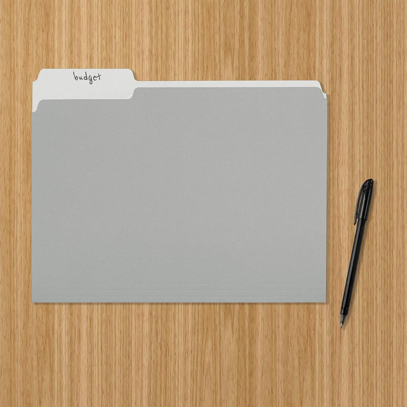 Amazon Basics File Folders for Organization, Letter Size, 1/3 Cut Tab, Gray, 36-Pack