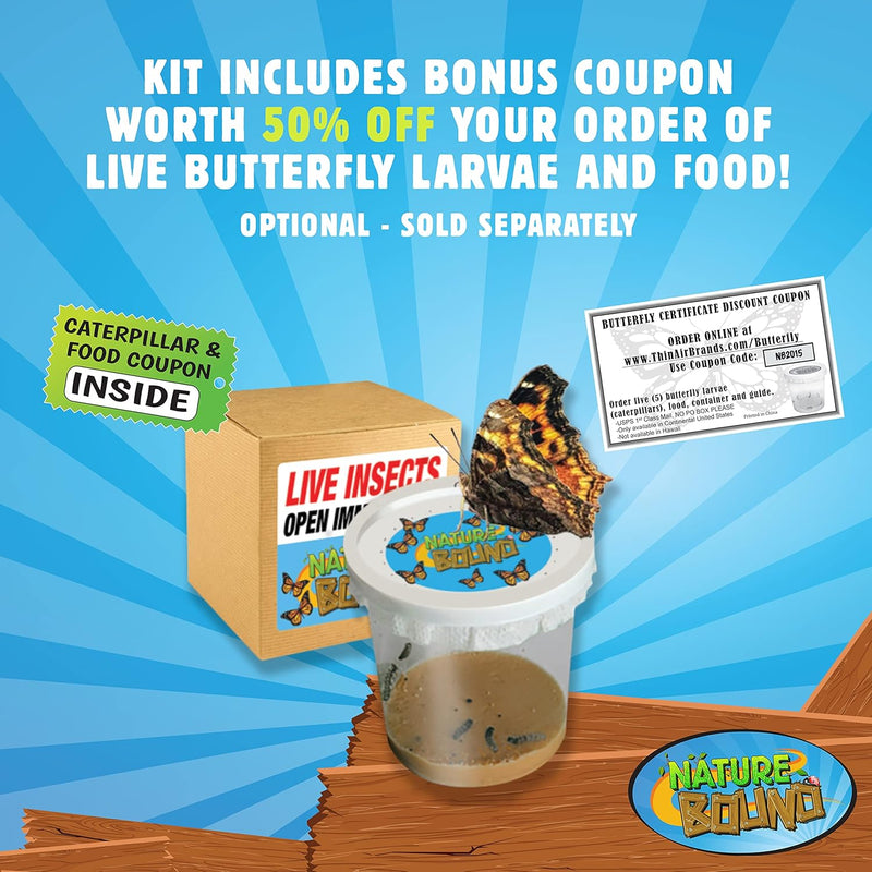 Nature Bound butterfly growing kit for kids - Live caterpillar to butterfly project with STEM learning guide and voucher