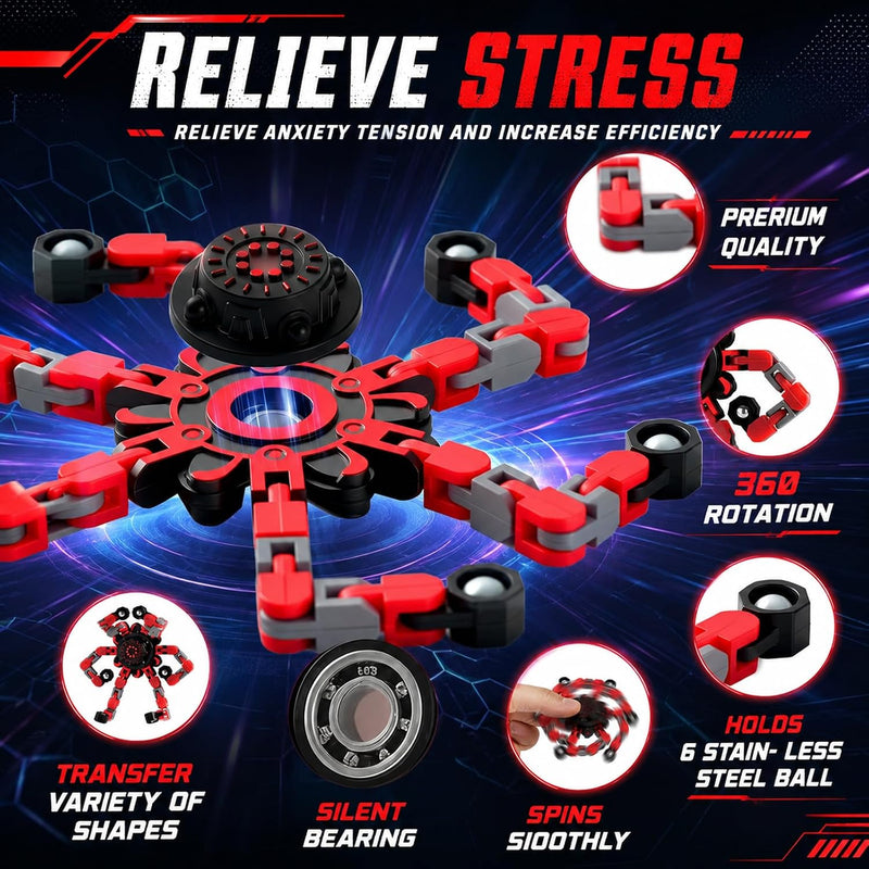 9PCS Transformable Fidget Spinners, Sensory Fidget Deformable Chain DIY Robot Spinner Sensory for Boys, Fidget Toys for Party Favors Travel Toys
