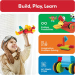 PicassoTiles 120pcs Hedgehog Interlocking Building Blocks for Preschool and Kindergarten