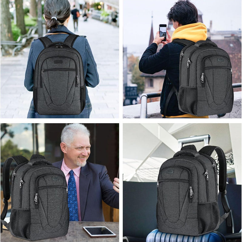 BIKROD Travel Laptop Backpack, 17 Inch Extra Large School Backpacks for Teen Boys and Girls, Black Water Resistant Women Back Pack, Business Men Sturdy Computer Bag