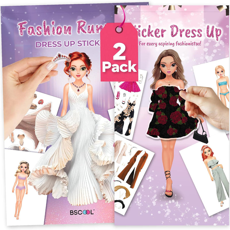BSCOOL Sticker Dress up Books - Sticker Activity Book for Kids. Learn Girls Fashion Design with Stickers and Guides for Kids 5 and up. Little Designer Creativity Book. Stickers, Paper Dolls. - Glamour