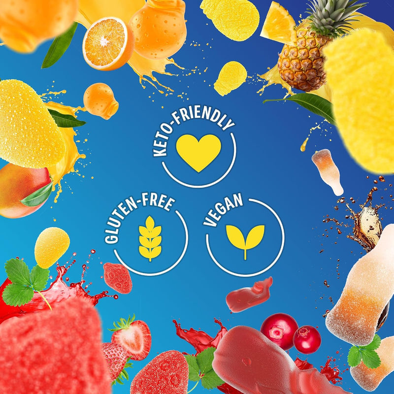 Shameless Snacks Candy Carnival - Sour Gummy Variety Pack & Fruit Snacks | Strawberry Orange Mango Cola Gummies, Keto 3g Sugar - Gluten Free Vegan Candy for Kids & Adults