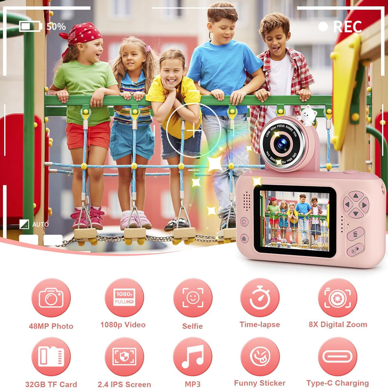 Makolle Kids Camera - Durable HD Digital Video Camcorder with Tripod for Ages 3-12