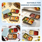 3 Pack Stainless Steel Snack Containers for Kids, Reusable Snack Containers with Silicone Lids, 2 Compartment Toddler Snack Containers for Daycare, School Lunch and Travel, 15 oz