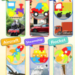 Yetonamr wooden toddler puzzles, 6 vehicle shape montessori toys for 1-3 year old boys and girls, high-quality and safe