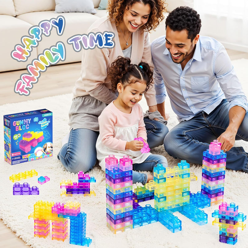 JOY SPOT! 40 PCS Sensory Soft Building Blocks for Toddlers, Kids Montessori Squishy Stacking Toy Set,Squeezable & Stretchable Early Learning Construction Playset,Puzzle Blocks for Creative Play