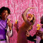 2-Pack Pink Foil Fringe Tinsel Party Backdrops for Birthdays, Bachelorettes, Graduations, and More