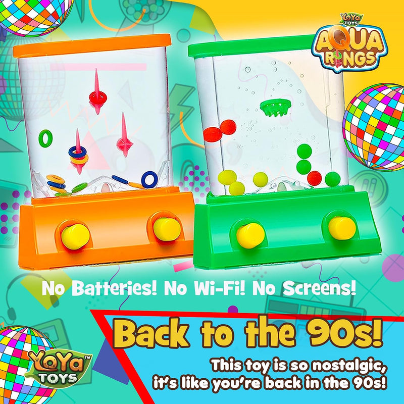 YoYa Toys Aqua Rings Handheld Water Game - Set of 2 - Water Ring Toss and Basketball Hoop Toy - Gift for Ages 3 4 5 6 7 8 9 - Nostalgic 80's 90's Retro Mini Games - Fun Car Road Trip Travel Activities