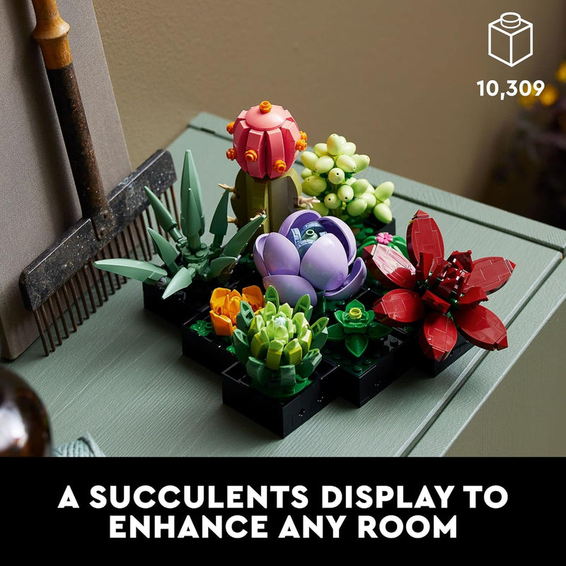LEGO Botanicals Succulents Artificial Plant Building Set for Home Decor Adults Ages 18+