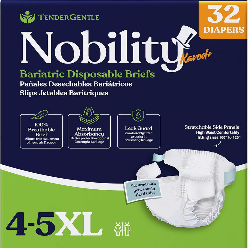 4-5xl Adult Diapers for Women and Men - 8 Bariatric Disposable Briefs with Tabs and Stretchable Side Panels - 100% Breathable with Maximum Absorbency