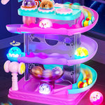 2-in-1 Rolling Ball & Car Ramp Toy for Toddlers, Interactive STEM Learning Playset with Sensor Lights