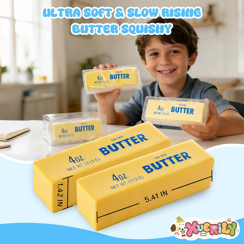 Squishy Stress Ball & Slow Rising Butter Squishy Fidget Toys Set - 4 Pack Ultra Soft Sensory Toys, Cute Taba Pack for Kids Adults, Desk Toy, Party Favors & Gift Ideas