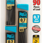 Pentel Super Hi-Polymer Refills, 0.7 mm Medium, HB, 180 Pieces of Lead (C27BPHB6)