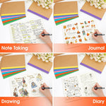 32 Pack Composition Notebooks Bulk, A5 Kraft Cover Lined Journaling Notebooks, 8.3”x 5.5” Travel Notebook for School Office Students Artists, 8 Colors 60 Pages