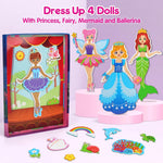 Mocoosy Magnetic Dress Up Dolls for Girls, Princess Mermaid Fairy Ballerina Magnet Doll Playset, Travel Game Airplane Car Road Trip Activity Essential Toy Birthday Gift for Toddler Girl Age 3 4 5 6 7