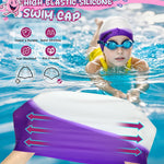 Kids Swim Cap 2 Pack,Silicone Swim Cap for Kids Ages 3-15 | Durable Waterproof Swimming Caps for Girls Boys Toddler,Comfortable Fit for Long Hair Short Hair,for Swimming Lessons Pool